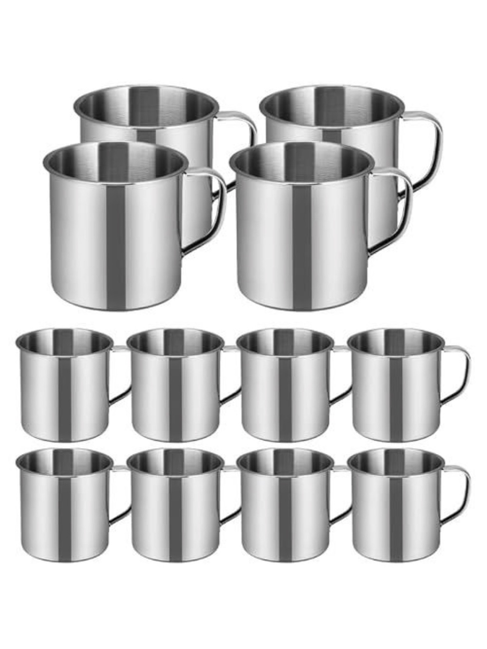 Stainless Steel Camping Mugs - 12 Pack